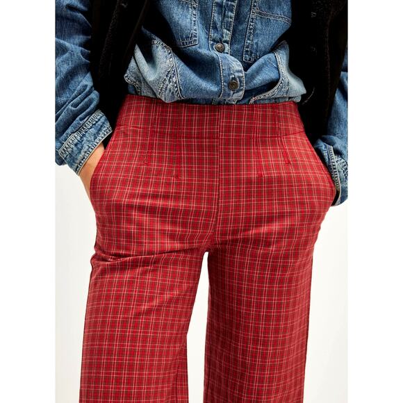 Free People Sofia Wide Flare Pants Red Combo Multiple Sizes - Picture 3 of 3